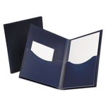 Poly Double Stuff Gusseted 2-Pocket Folder, 200-Sheet Capacity, 11 X 8.5, Navy