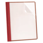 Earthwise By Oxford 100% Recycled Clear Front Report Covers, 3-Prong Fastener, 0.5" Capacity, 8.5 X 11, Clear/red, 25/box