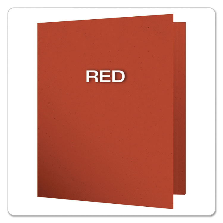 Earthwise By Oxford 100% Recycled Paper Twin-Pocket Portfolio, 100-Sheet Capacity, 11 X 8.5, Red, 25/box