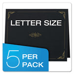 Certificate Holder, 11.25 x 8.75, Black, 5/Pack