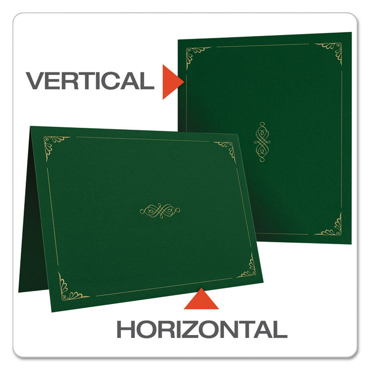 Certificate Holder, 11.25 x 8.75, Green, 5/Pack