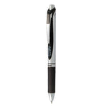 Energel Rtx Gel Pen, Retractable, Medium 0.7 Mm, Black Ink, Black/silver Barrel, Dozen