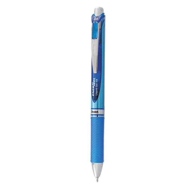 EnerGel RTX Gel Pen, Retractable, Fine 0.5 mm, Blue Ink, Blue/Light Blue Barrel