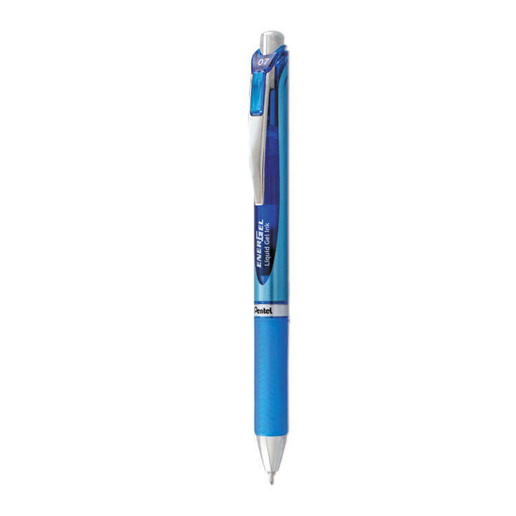 EnerGel RTX Gel Pen, Retractable, Medium 0.7 mm, Blue Ink, Blue/Light Blue Barrel