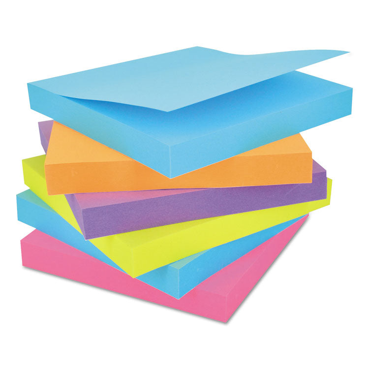 Self-Stick Note Pads, 3" x 3", Assorted Bright Colors, 100 Sheets/Pad, 12 Pads/Pack