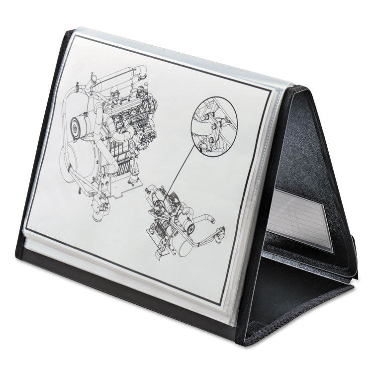 Showfile Horizontal Display Easel, 20 Letter-Size Sleeves, Black
