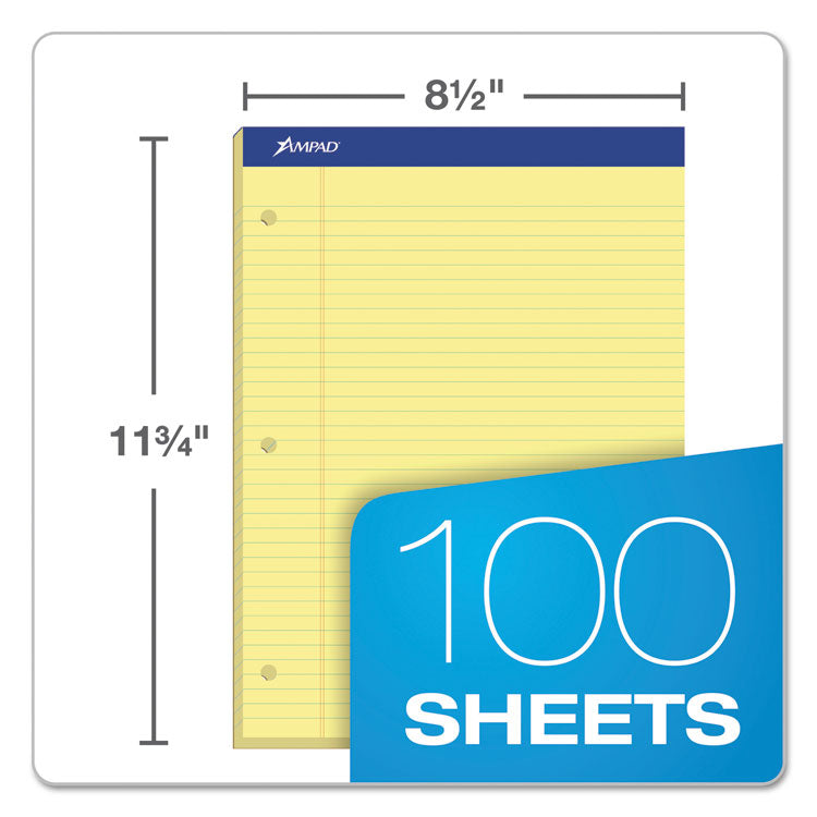 Double Sheet Pads, Medium/college Rule, 100 Canary-Yellow 8.5 X 11.75 Sheets