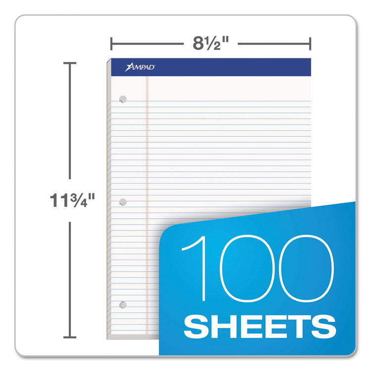 Double Sheet Pads, Wide/legal Rule, 100 White 8.5 X 11.75 Sheets
