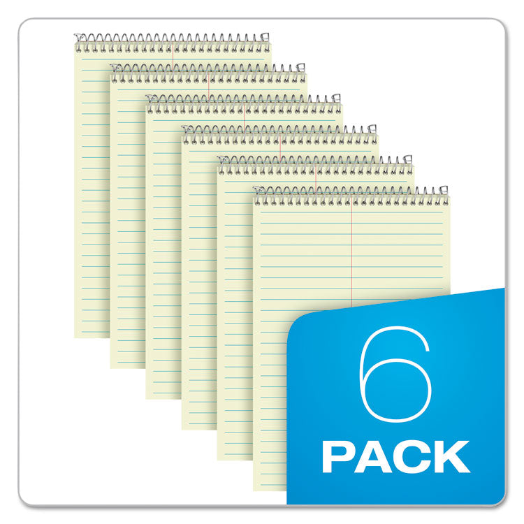 Steno Pads, Gregg Rule, Green Cover, 80 Green-Tint 6 X 9 Sheets, 6/pack