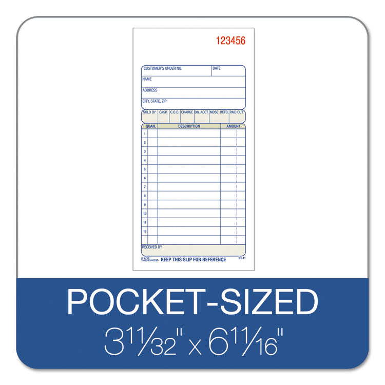 Multipart Sales Order Pad, 12 Lines, Two-Part Carbonless, 3.34 x 6.69, 50 Forms Total
