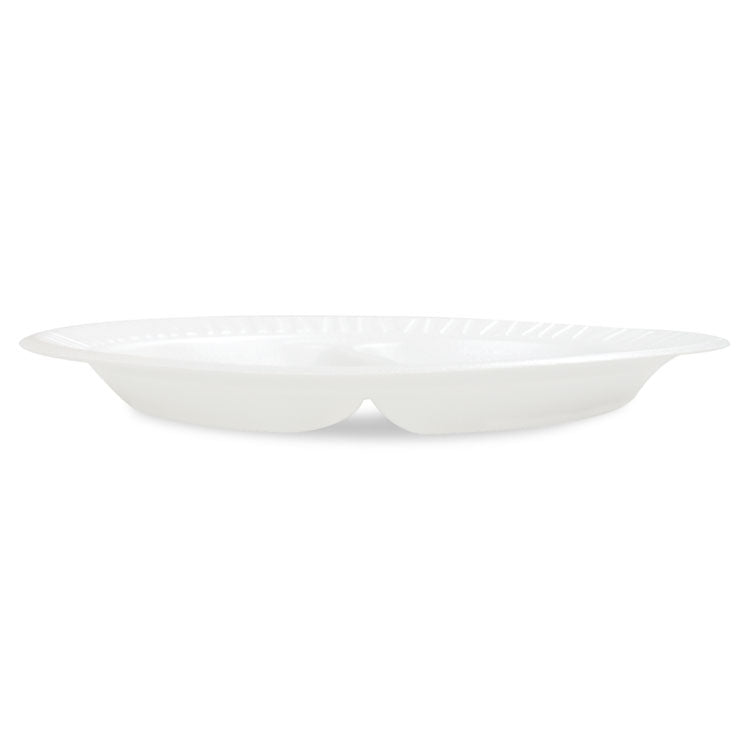 Concorde Foam Plate, 3-Compartment Plate, 10.25" dia, White, 125/Pack, 4 Packs/Carton