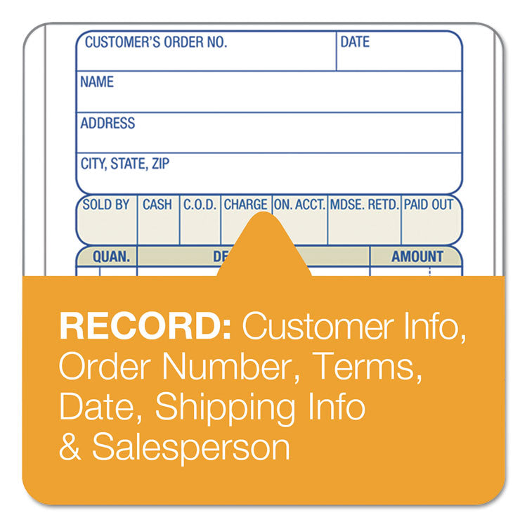 Multipart Sales Order Pad, 12 Lines, Two-Part Carbonless, 3.34 x 6.69, 50 Forms Total