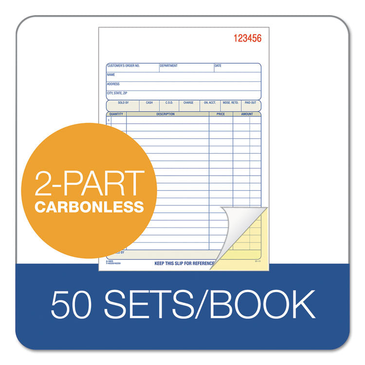 Multipart Sales Order Pad, 18 Lines, Two-Part Carbonless, 5.56 x 7.94, 50 Forms Total
