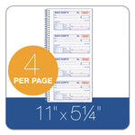 Multipart Money/Rent Receipt Book, Two-Part Carbonless, 4.75 x 2.75, 4 Forms/Sheet, 200 Forms Total