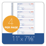 Multipart Money/Rent Receipt Book, Two-Part Carbonless, 7.13 x 2.75, 4 Forms/Sheet, 200 Forms Total