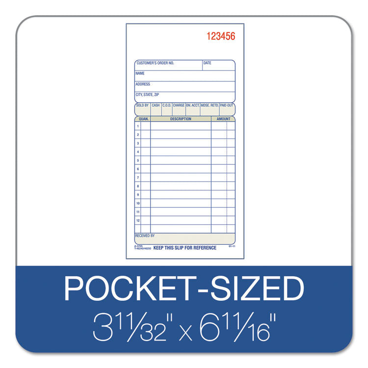Multipart Sales Order Pad, Three-Part Carbonless, 3.25 x 7.13, 50 Forms Total