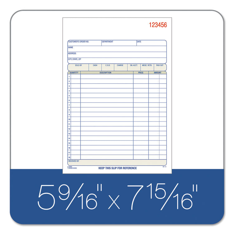 Multipart Sales Order Pad, Three-Part Carbonless, 5.56 x 7.94, 50 Forms Total