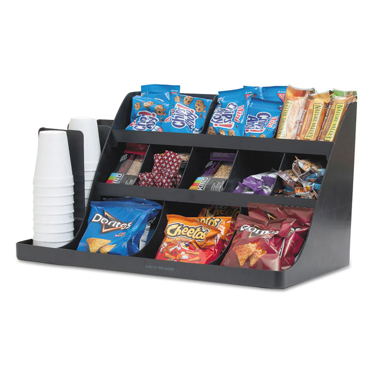 Extra Large Coffee Condiment and Accessory Organizer, 14 Compartment, 24 x 11.8 x 12.5, Black