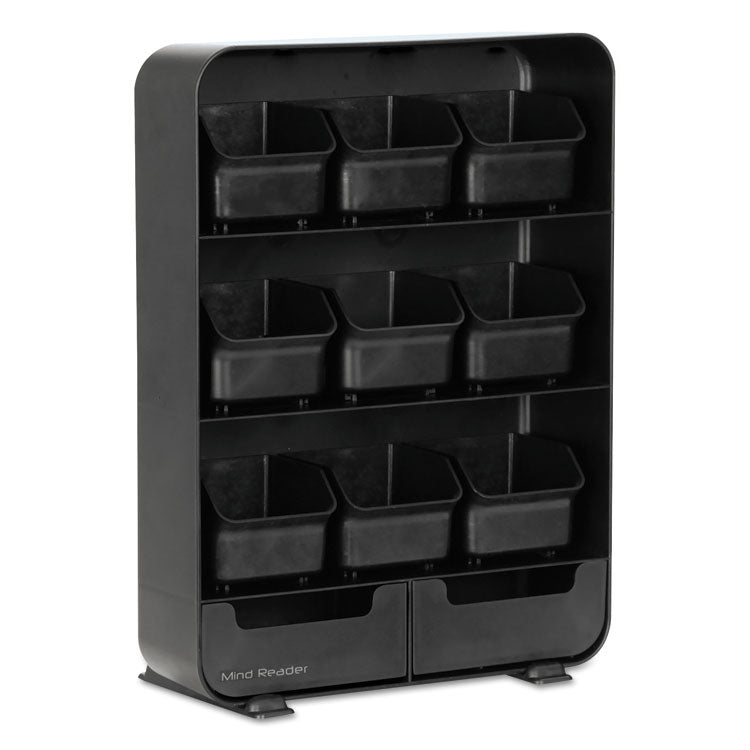Baggy Nine-Drawer Tea Bag and Accessory Holder, 10.24 x 4.33 x 13.11, Black