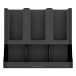 Flume Six-Section Upright Coffee Condiment/Cup Organizer, 11.5 x 6.5 x 15, Black