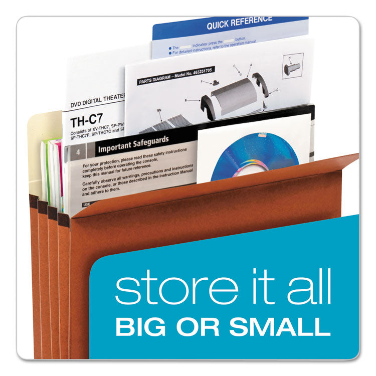 Standard Expanding File Pockets, 1.75" Expansion, Letter Size, Redrope, 25/Box