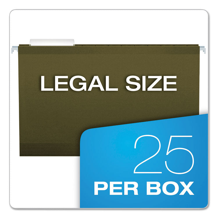Reinforced Hanging File Folders with Printable Tab Inserts, Legal Size, 1/3-Cut Tabs, Standard Green, 25/Box