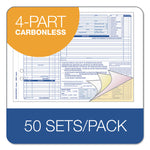 Auto Repair Four-Part Order Form, Four-Part Carbonless, 11 x 8.5, 50 Forms Total