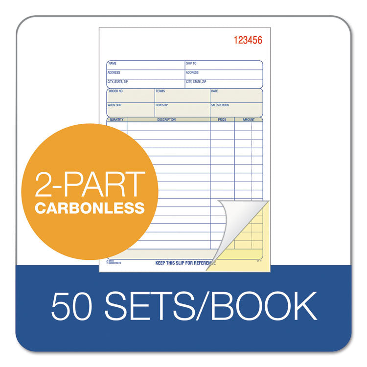 Sales Order Book, Two-Part Carbonless, 7.94 x 5.56, 50 Forms Total