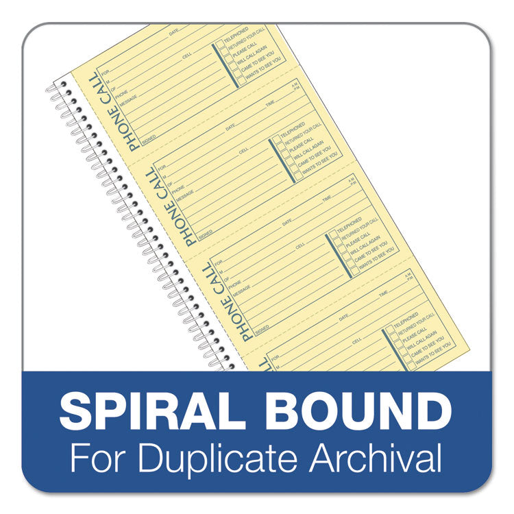 Second Nature Phone Call Book, Two-Part Carbonless, 5 x 2.75, 4 Forms/Sheet, 400 Forms Total
