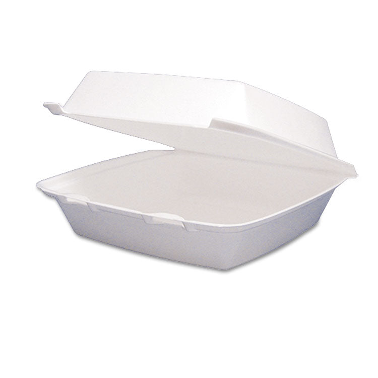 Foam Hinged Lid Containers, 8.38 x 7.78 x 3.25, White, 200/Carton