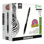 Z-Grip Ballpoint Pen, Retractable, Medium 1 mm, Black Ink, Clear/Black Barrel, 48/Pack