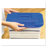 Heavy-Duty Portable File Box, Letter Files, 14.25" X 8.63" X 11.06", Clear/blue