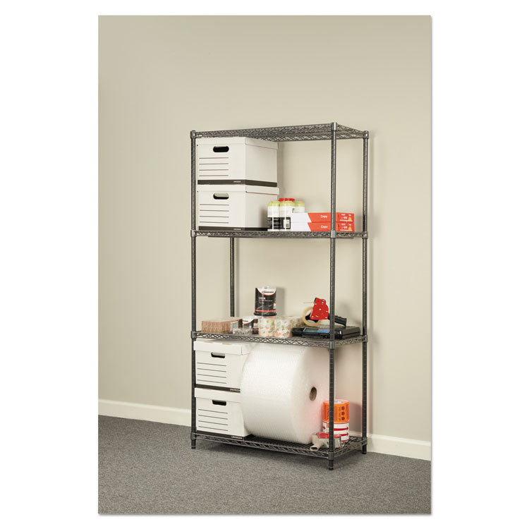 Wire Shelving Starter Kit, Four-Shelf, 36w X 18d X 72h, Black Anthracite