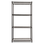 NSF Certified Industrial Four-Shelf Wire Shelving Kit, 36w x 18d x 72h, Black