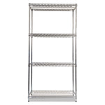 NSF Certified Industrial Four-Shelf Wire Shelving Kit, 36w x 18d x 72h, Silver