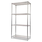 NSF Certified Industrial Four-Shelf Wire Shelving Kit, 36w x 18d x 72h, Silver
