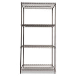 Wire Shelving Starter Kit, Four-Shelf, 36w X 24d X 72h, Black Anthracite