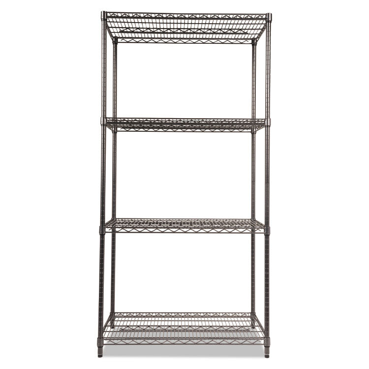 Wire Shelving Starter Kit, Four-Shelf, 36w X 24d X 72h, Black Anthracite