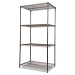 Wire Shelving Starter Kit, Four-Shelf, 36w X 24d X 72h, Black Anthracite