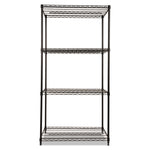 NSF Certified Industrial Four-Shelf Wire Shelving Kit, 36w x 24d x 72h, Black