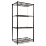 NSF Certified Industrial Four-Shelf Wire Shelving Kit, 36w x 24d x 72h, Black