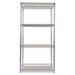 NSF Certified Industrial Four-Shelf Wire Shelving Kit, 36w x 24d x 72h, Silver