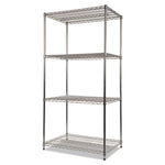 NSF Certified Industrial Four-Shelf Wire Shelving Kit, 36w x 24d x 72h, Silver