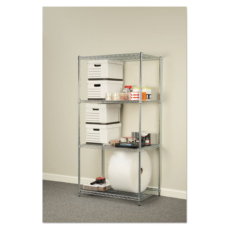 NSF Certified Industrial Four-Shelf Wire Shelving Kit, 36w x 24d x 72h, Silver