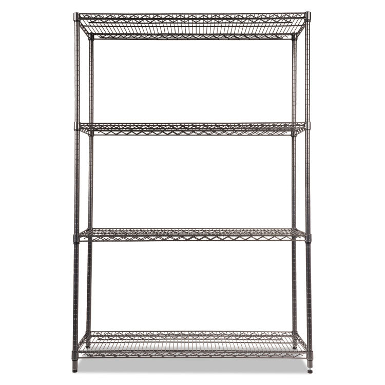 Wire Shelving Starter Kit, Four-Shelf, 48w X 18d X 72h, Black Anthracite