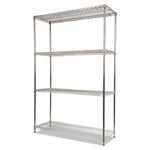 NSF Certified Industrial Four-Shelf Wire Shelving Kit, 48w x 18d x 72h, Silver