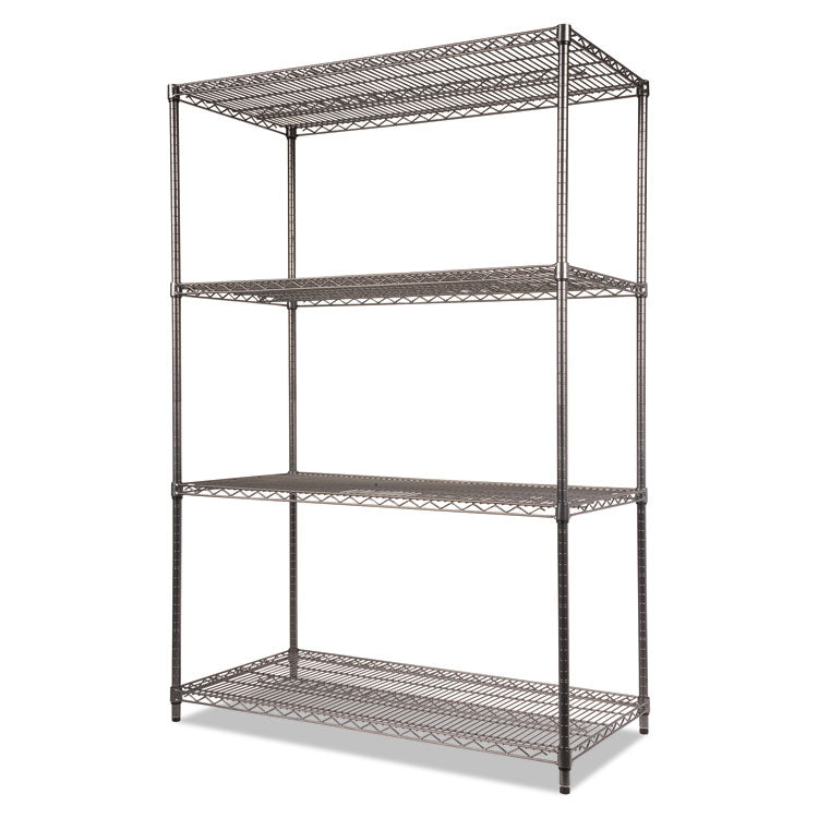 Wire Shelving Starter Kit, Four-Shelf, 48w X 24d X 72h, Black Anthracite