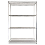 NSF Certified Industrial Four-Shelf Wire Shelving Kit, 48w x 24d x 72h, Silver
