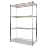 NSF Certified Industrial Four-Shelf Wire Shelving Kit, 48w x 24d x 72h, Silver