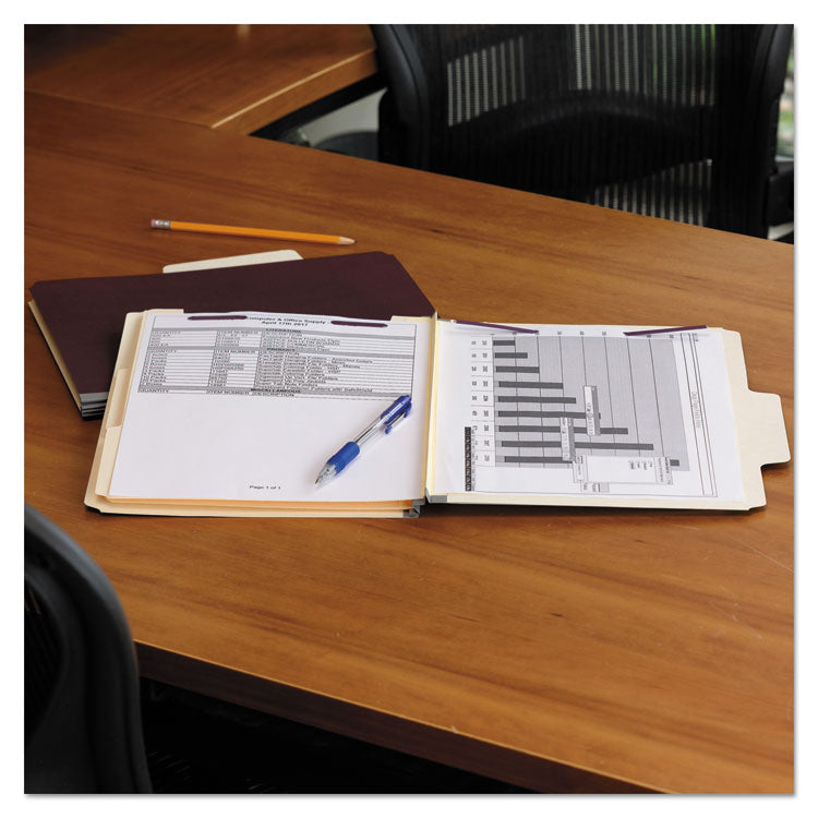 SuperTab Classification Folders, Six SafeSHIELD Fasteners, 2" Expansion, 2 Dividers, Letter Size, Dark Gray, 10/Box